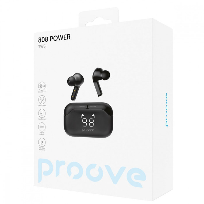 Вакуумные наушники TWS Proove 808 Power Black