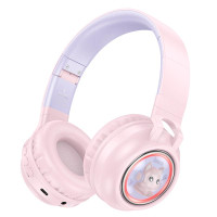 Навушники накладні Hoco W50 BT5.3, AUX / BT / TF, 12 год Pink