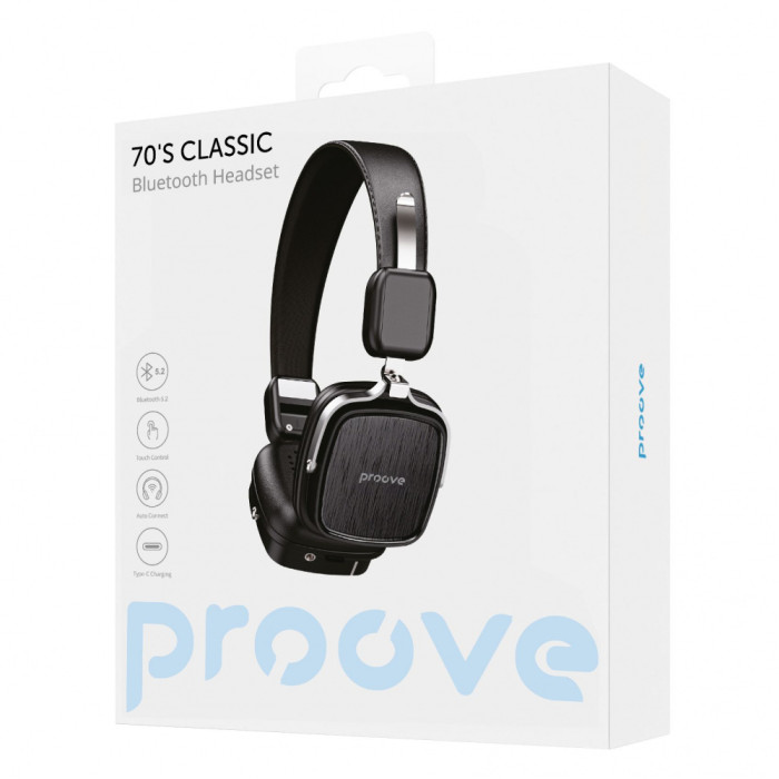 Навушники накладні Proove 70's Classic BT5.2, AUX / BT, 12 год Black