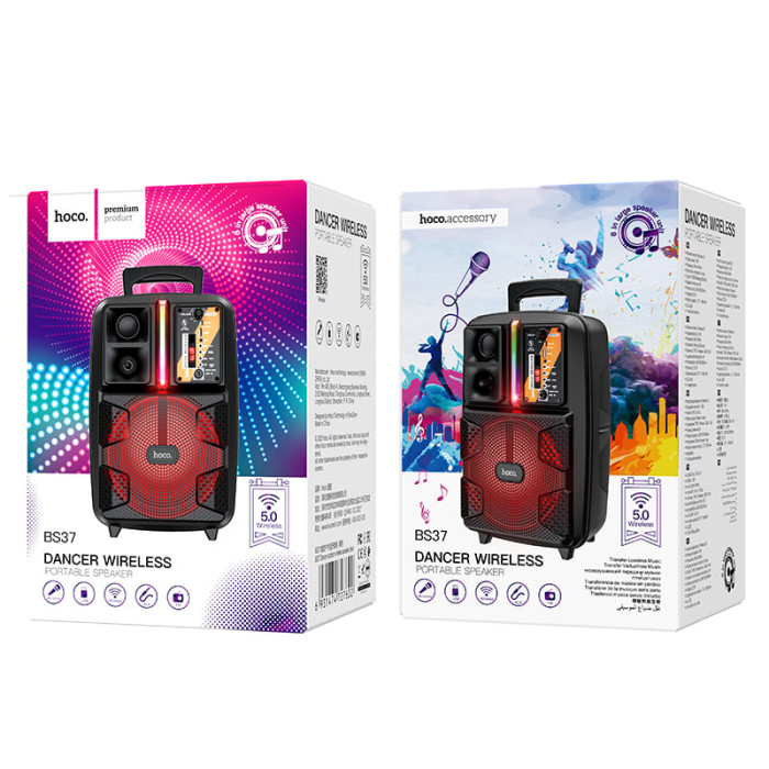 Караоке-колонка HOCO BS37 BT5.0 TF / AUX / USB / FM / BT / TWS, 10W, 3 ч Black