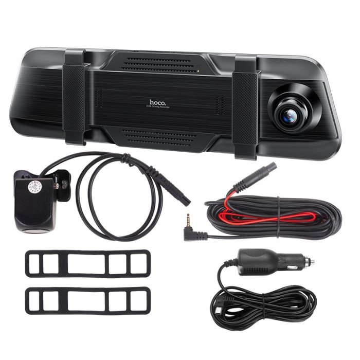 Видеорегистратор HOCO DI36 9.66" LCD, 1080p/720p, 2 камеры, Black