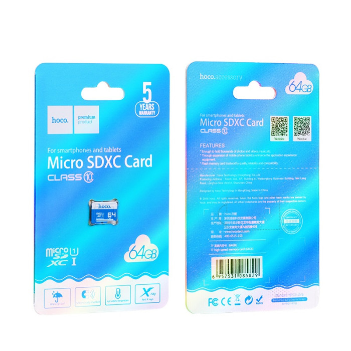 Карта памʼяті HOCO MicroSD на 64GB Class 10 Blue