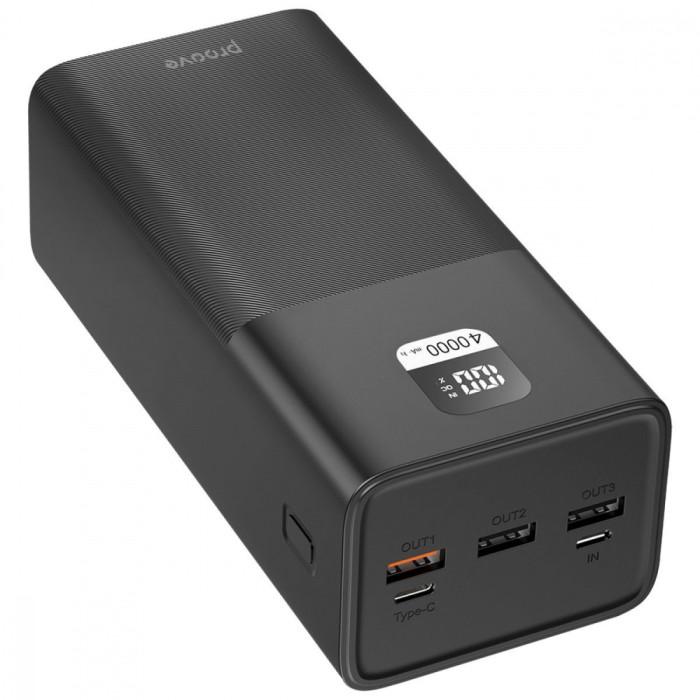 Повербанк Proove Giant Lite 40000mAh, Type-C / 3 х USB / 22.5W / 5A, Black