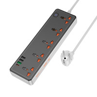 Мережевий фільтр Hoco AC14A 4x220V / 3хUSB / 1хType-C / 2500W 1.5 м, Black