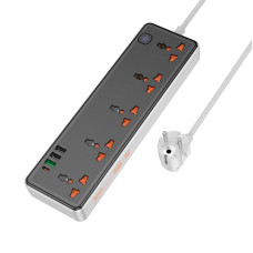 Мережевий фільтр Hoco AC14A 4x220V / 3хUSB / 1хType-C / 2500W 1.5 м, Black