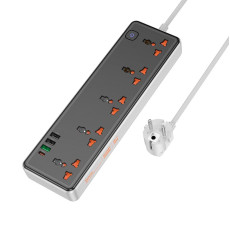 Мережевий фільтр Hoco AC14A 4x220V / 3хUSB / 1хType-C / 2500W 1.5 м, Black
