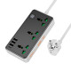 Мережевий фільтр Hoco AC7A 3x220V / 3хUSB / 1хType-C / 2500W 1.5 м, Black