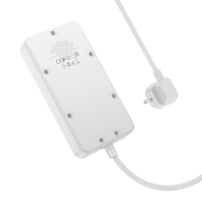 Мережевий фільтр Hoco AC7A 3x220V / 3хUSB / 1хType-C / 2500W 1.5 м, Black