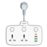 Мережевий фільтр Ldnio SC2413 2x220V / 3хUSB / 1хType-C / 2500W 0.1 м, White
