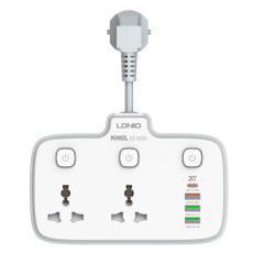 Мережевий фільтр Ldnio SC2413 2x220V / 3хUSB / 1хType-C / 2500W 0.1 м, White