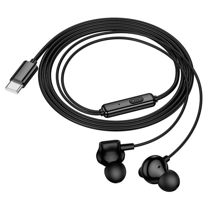 Проводные вакуумные наушники Type-C HOCO M117 Black