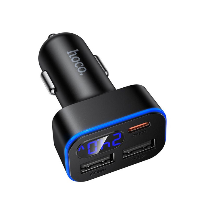 Адаптер автомобильный HOCO Z63A Type-C / 2 х USB / 42W Black