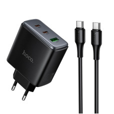 Кабель та блочок Hoco C160A Type-C to Type-C 65W 1m Black