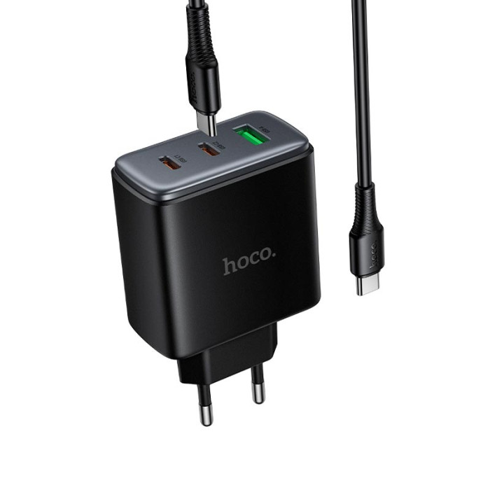 Кабель та блочок Hoco C160A Type-C to Type-C 65W 1m Black