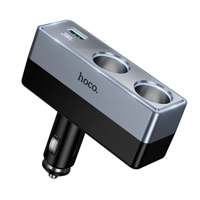 Адаптер автомобільний Hoco Z65B Type-C / USB / 240W Black