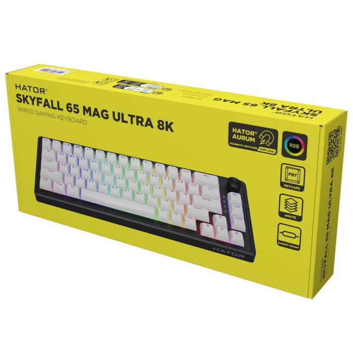 Игровая проводная клавиатура HATOR Skyfall 65 MAG ULTRA 8K HTK1860UA Black-white