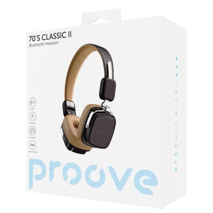 Навушники накладні Proove 70's Classic II BT5.4 / AUX, 50 год Beige-Brown