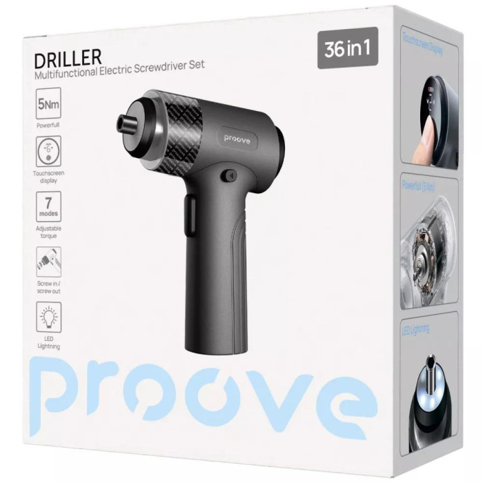 Набір електричних викруток Proove Driller 36 в 1 Grey