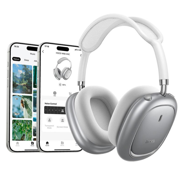 Навушники накладні HOCO W68 BT6.0, AUX, 45 год Silver