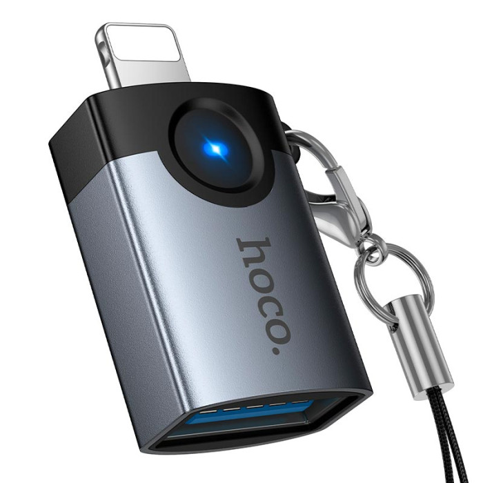 Переходник HOCO UA46 Lightning to USB Grey