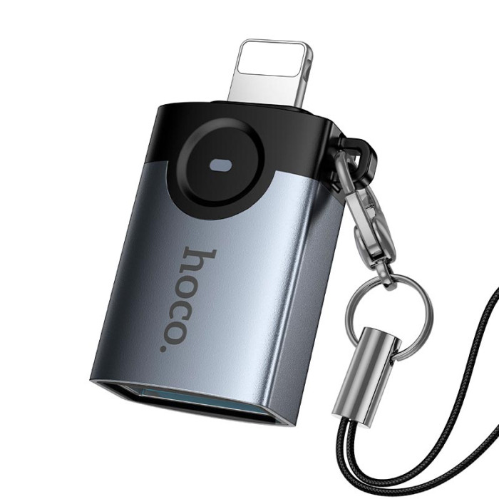Переходник HOCO UA46 Lightning to USB Grey
