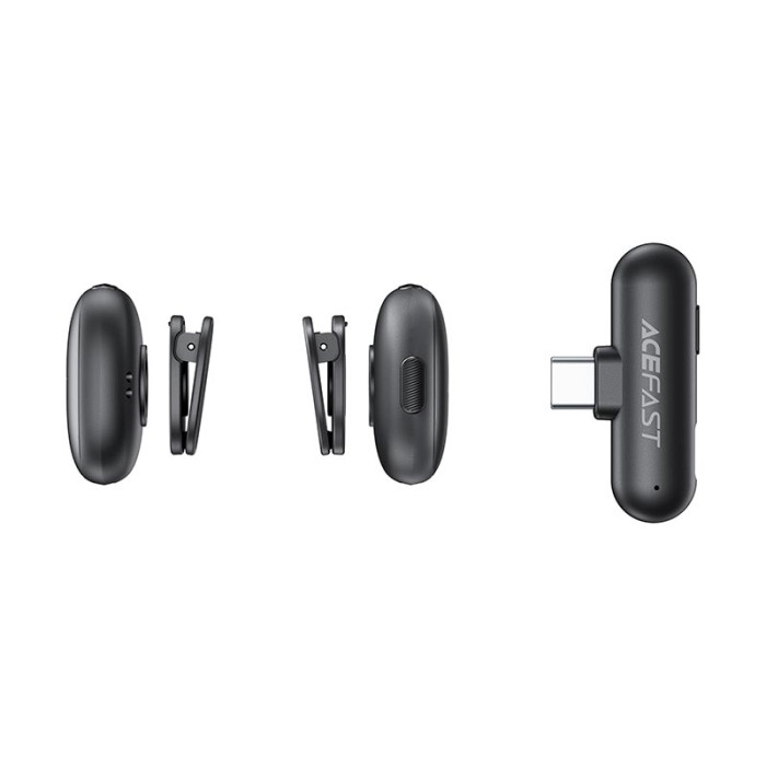 Беспроводной петличный микрофон 2 шт ACEFAST R1 Type-C Black