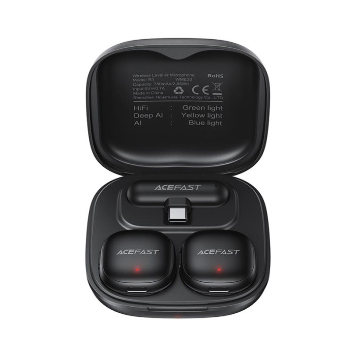 Беспроводной петличный микрофон 2 шт ACEFAST R1 Type-C Black