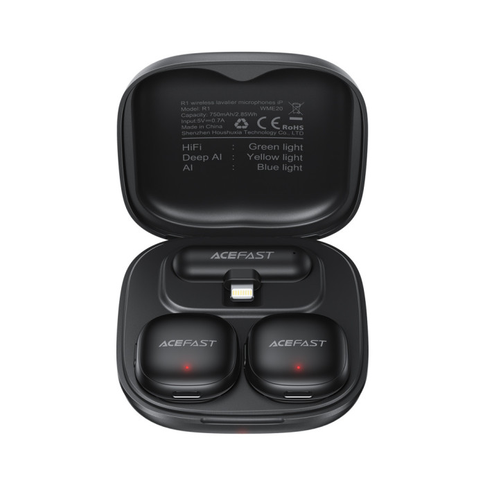 Бездротовий петличний мікрофон 2 шт ACEFAST R1 Lightning Black