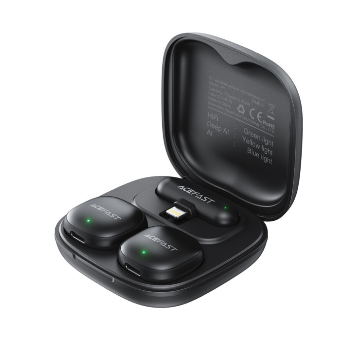 Бездротовий петличний мікрофон 2 шт ACEFAST R1 Lightning Black