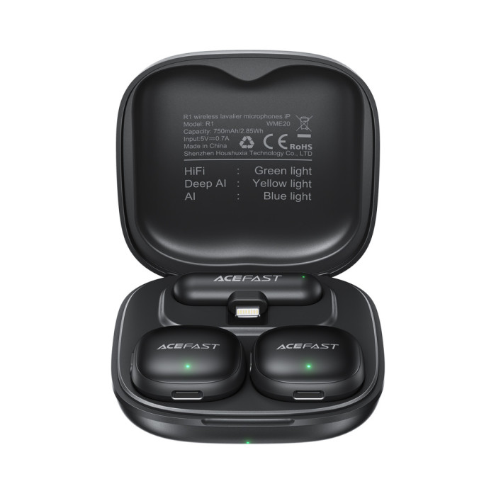 Бездротовий петличний мікрофон 2 шт ACEFAST R1 Lightning Black