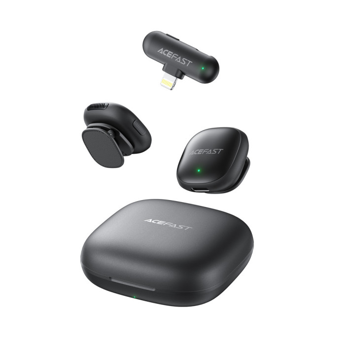 Бездротовий петличний мікрофон 2 шт ACEFAST R1 Lightning Black
