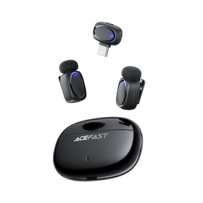 Бездротовий петличний мікрофон 2 шт ACEFAST R2 Type-C Black