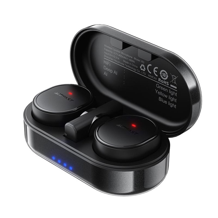 Бездротовий петличний мікрофон 2 шт ACEFAST R3 Type-C Black