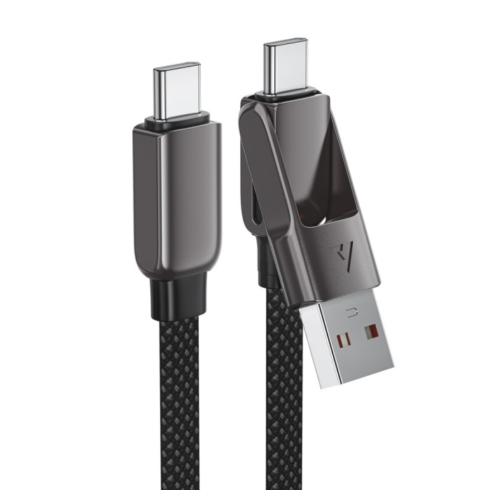 Кабель ACEFAST C13-04 Type-C+USB to Type-C 60W / 3A 1.2 m Black