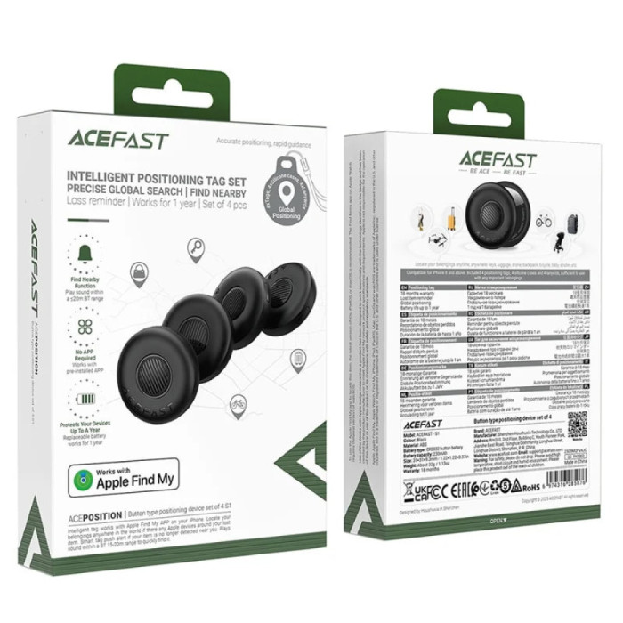 Пошуковий трекер 4 шт ACEFAST S1 IOS Black