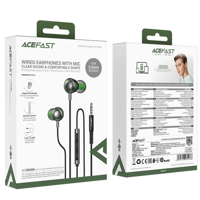 Проводные вакуумные наушники ACEFAST L4 Black