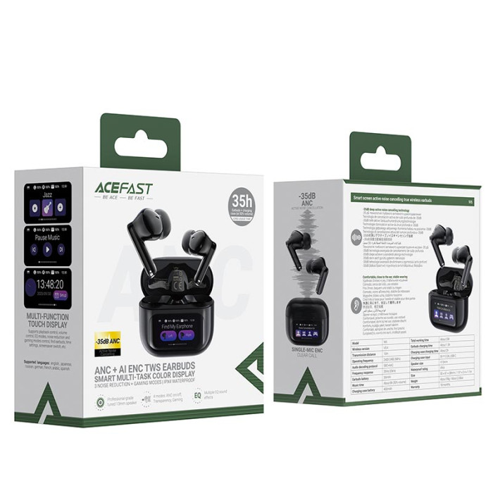 Вакуумні навушники TWS ACEFAST W6 Black