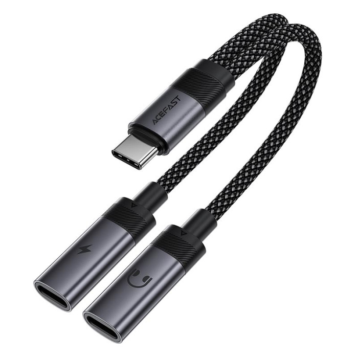 Переходник 2 в 1 ACEFAST J14 2 x Type-C / 60W / 3A / 0.17m, Black