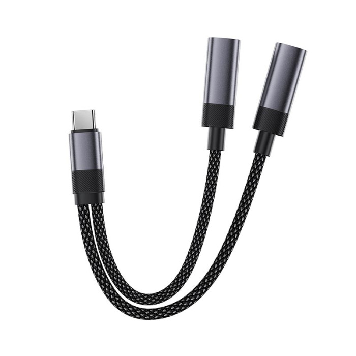 Переходник 2 в 1 ACEFAST J14 2 x Type-C / 60W / 3A / 0.17m, Black