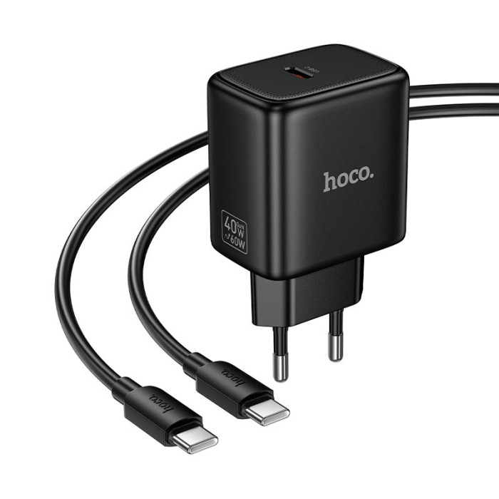 Кабель и блочок HOCO N83 Type-C to Type-C 40W 1m Black