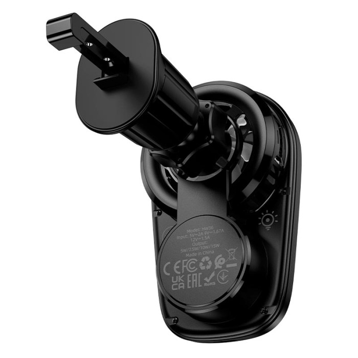 Автомобильный держатель с беспроводной зарядкой HOCO HW36 15W Black