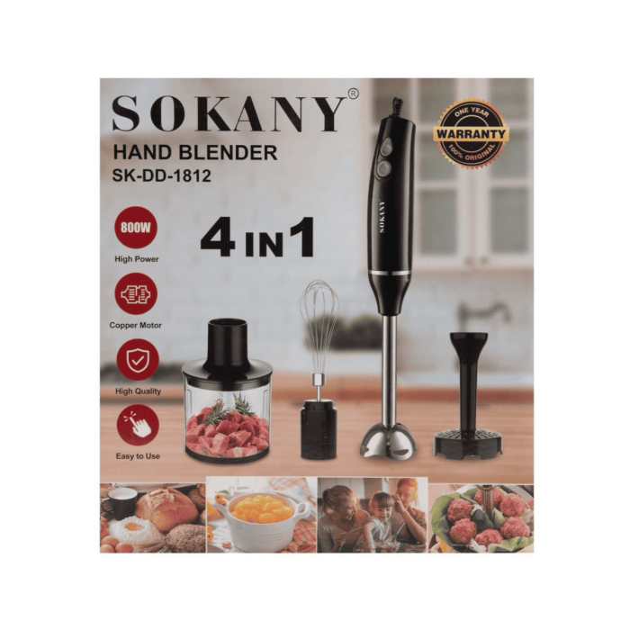 Занурювальний блендер 4в1 Sokany SK-DD-1812 800W Black