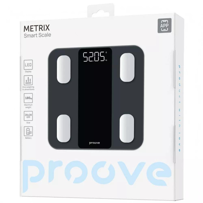 Смарт-ваги підлогові на 180 кг Proove Metrix Black