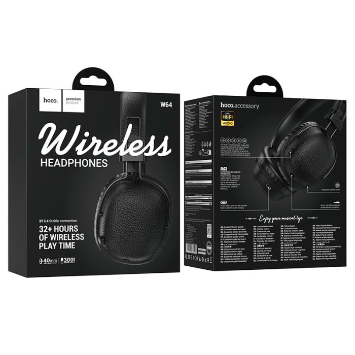 Навушники накладні HOCO W64 BT5.4 / AUX, 32 год Black