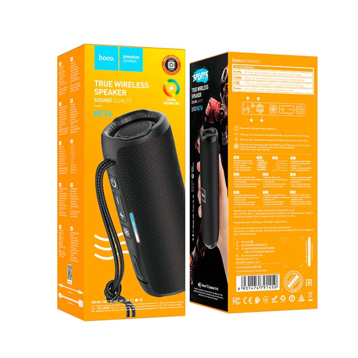 Портативна колонка HOCO HC16  BT5.3 / TF / USB / FM / AUX, 10W 3 год Black