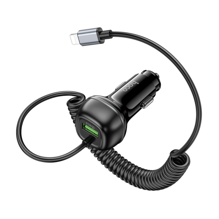 Адаптер автомобільний та кабель HOCO Z58B Lightning / USB / 48W Black