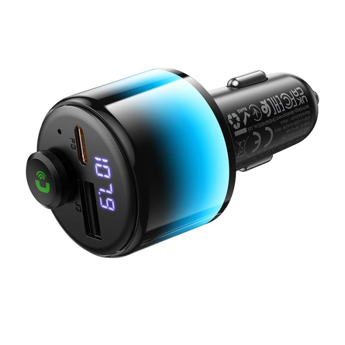 FM модулятор HOCO E166 BT6.0 USB / Type-C / PD / QC / 42W / 2.4A, Black