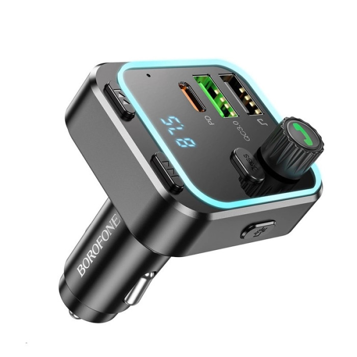 FM модулятор BOROFONE BC53 2USB / 1Type-C / PD / QC / 20W / 3.0 A, BT5.0 Black