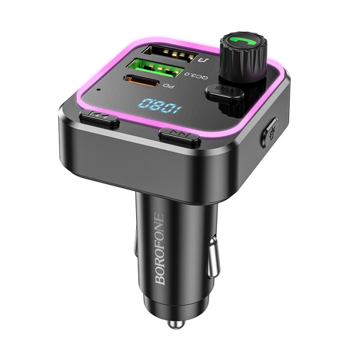 FM модулятор BOROFONE BC53 2USB / 1Type-C / PD / QC / 20W / 3.0 A, BT5.0 Black