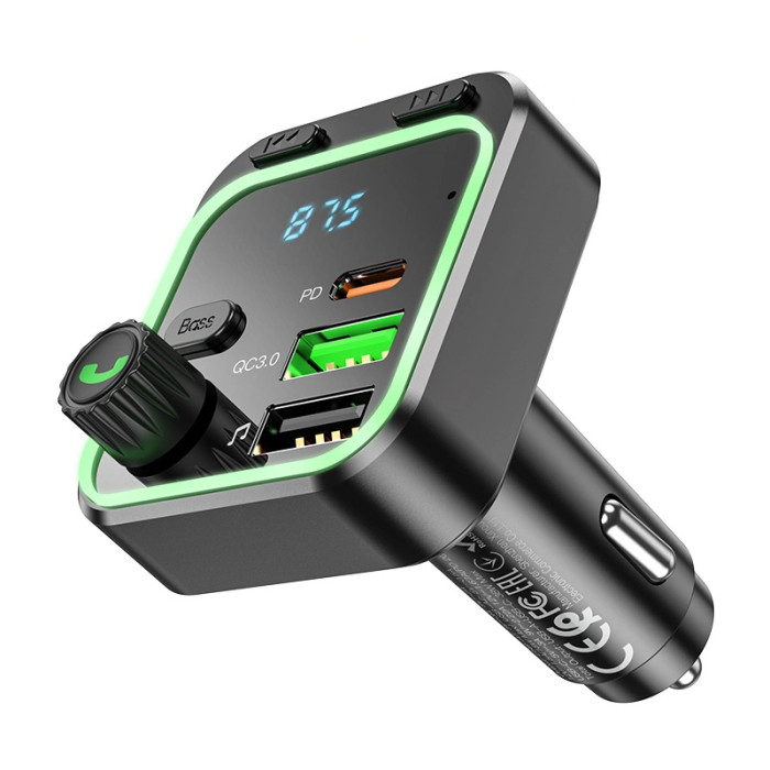 FM модулятор BOROFONE BC53 2USB / 1Type-C / PD / QC / 20W / 3.0 A, BT5.0 Black
